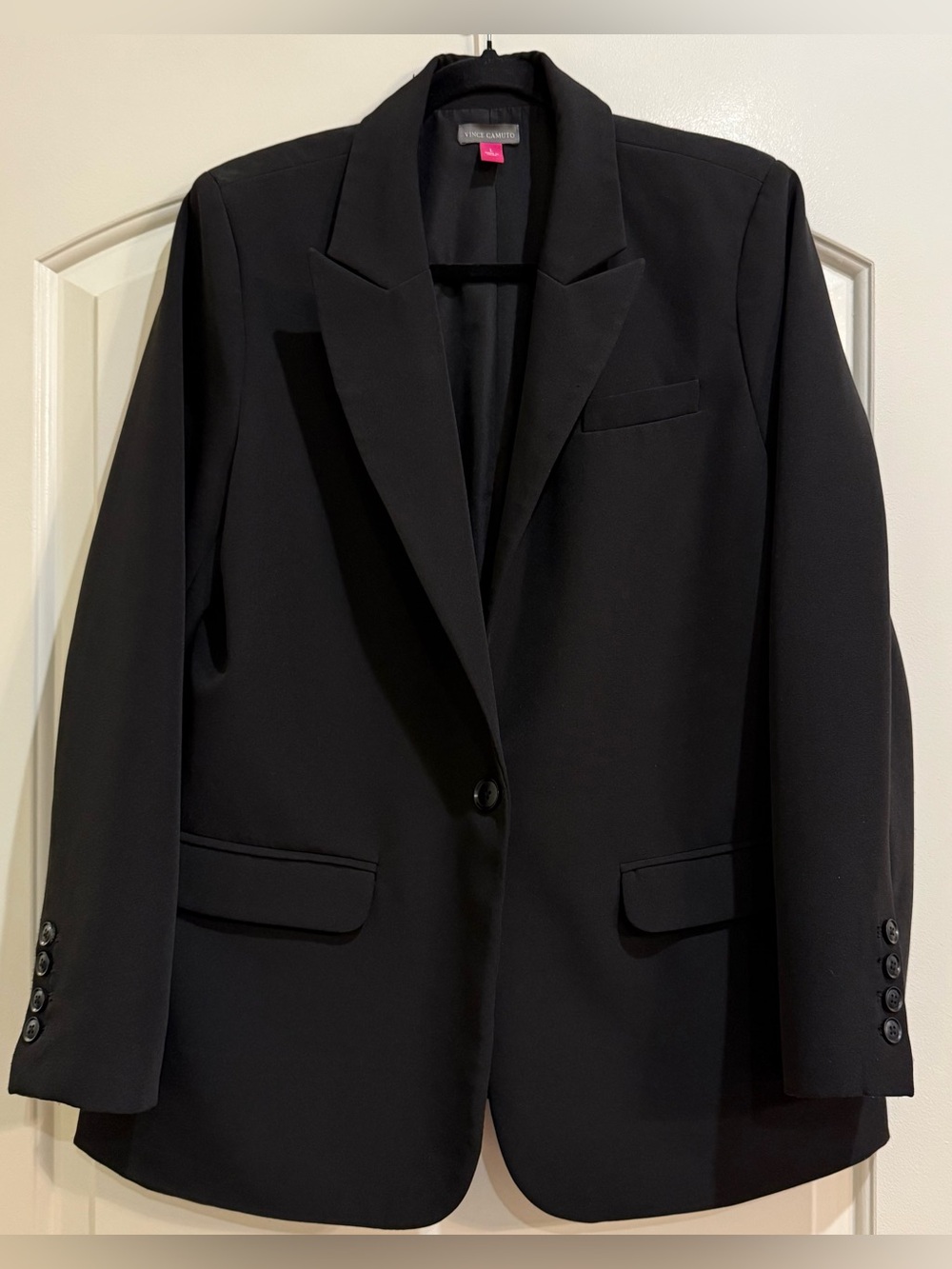 Vince Camuto Black Single-Button Notch-Lapel Blazer